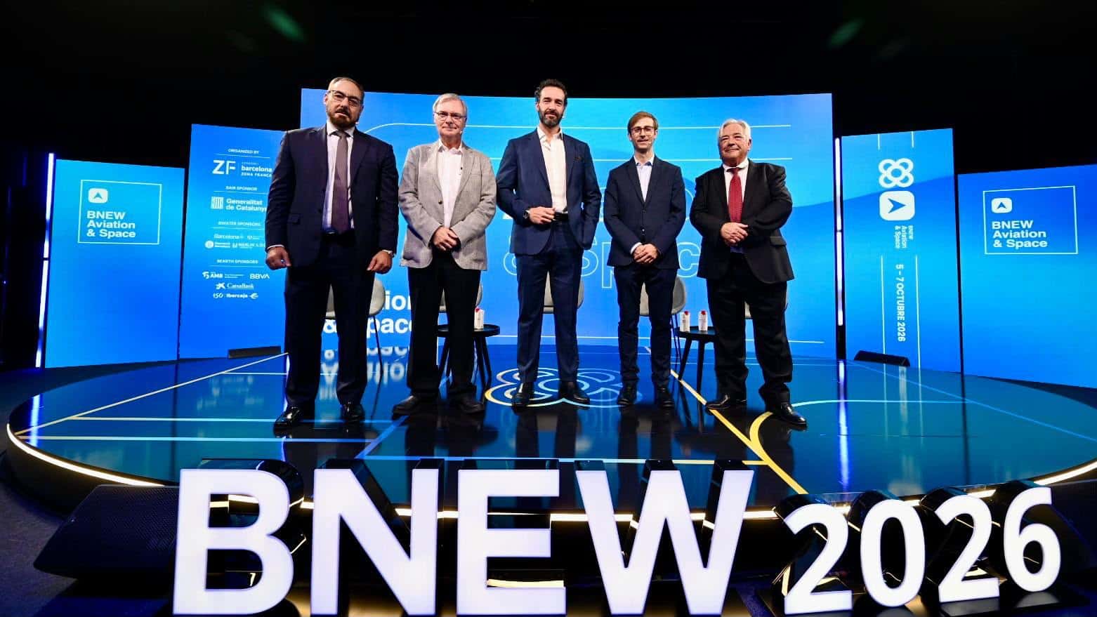 Ponentes de la mesa Aviación Inteligente 2030 en BNEW 2026 con Ignacio Rubio, presidente de ASETRA